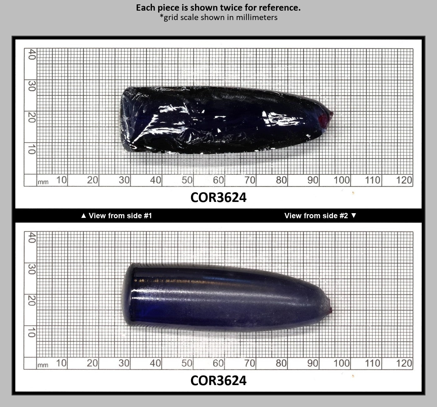 Medium Blue #33 Lab Created Corundum Sapphire Faceting Rough for Gem Cutting - Various Sizes - Split Boule : COR3624