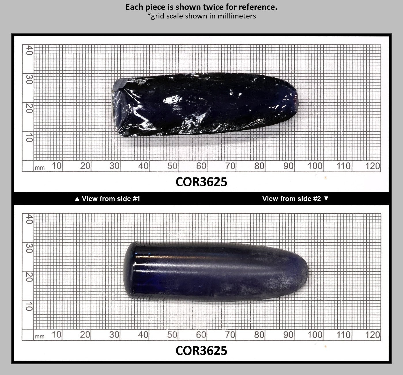 Medium Blue #33 Lab Created Corundum Sapphire Faceting Rough for Gem Cutting - Various Sizes - Split Boule : COR3625