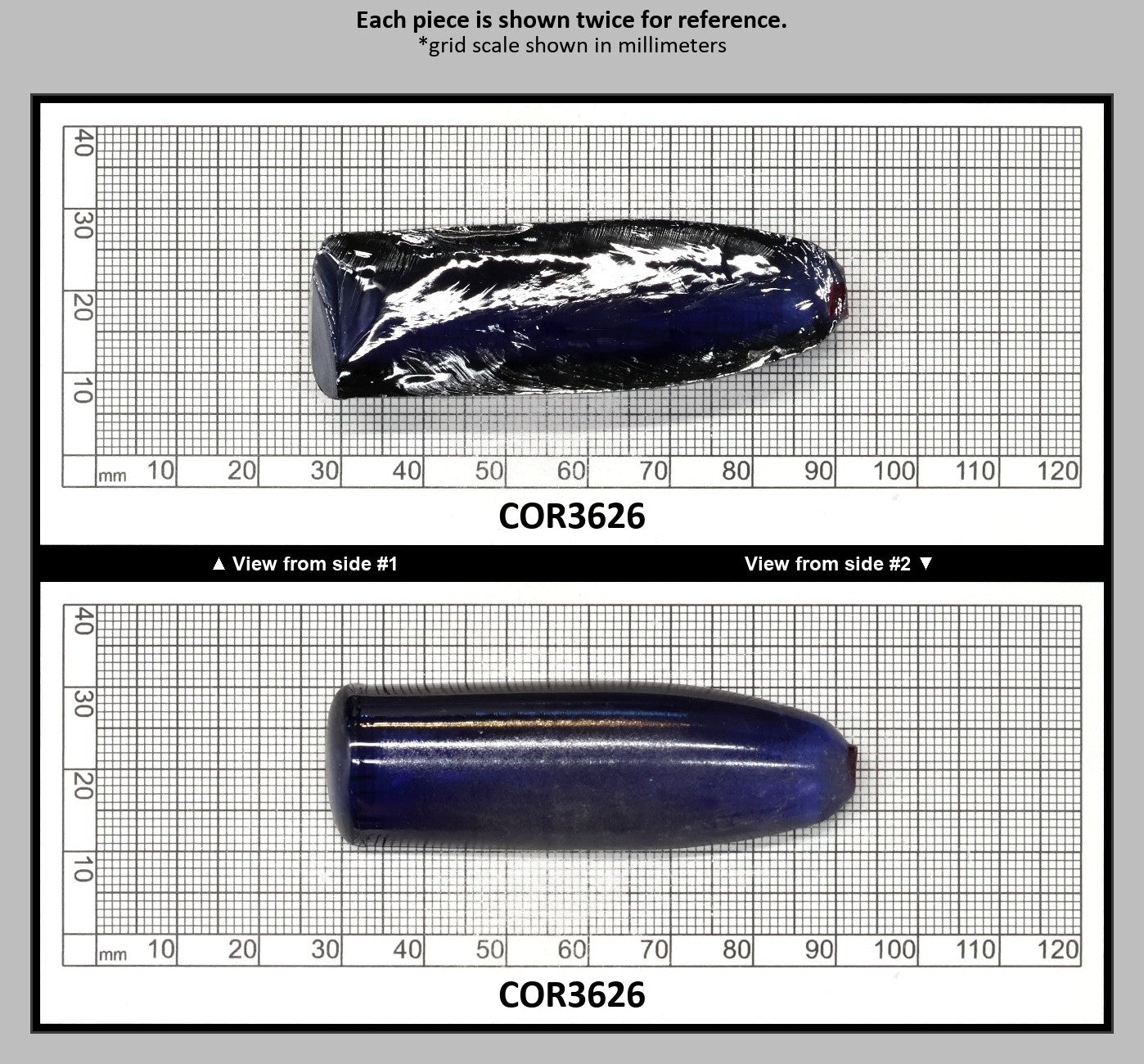 Medium Blue #33 Lab Created Corundum Sapphire Faceting Rough for Gem Cutting - Various Sizes - Split Boule : COR3626