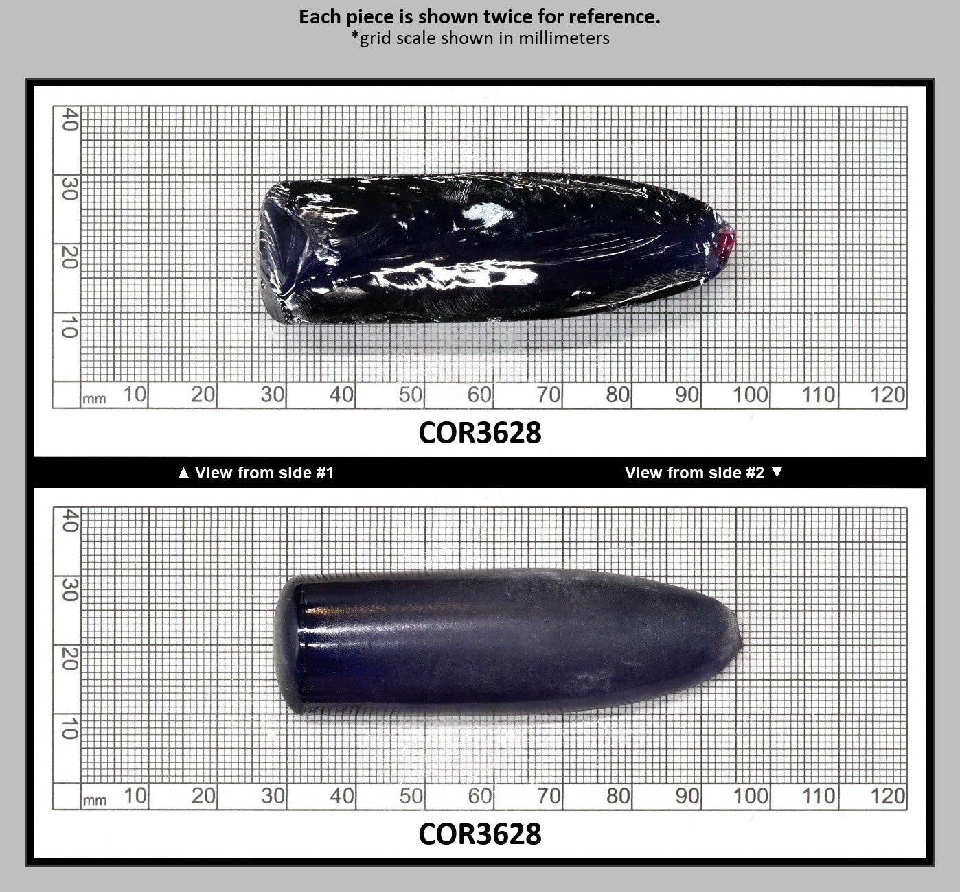 Medium Blue #33 Lab Created Corundum Sapphire Faceting Rough for Gem Cutting - Various Sizes - Split Boule : COR3628