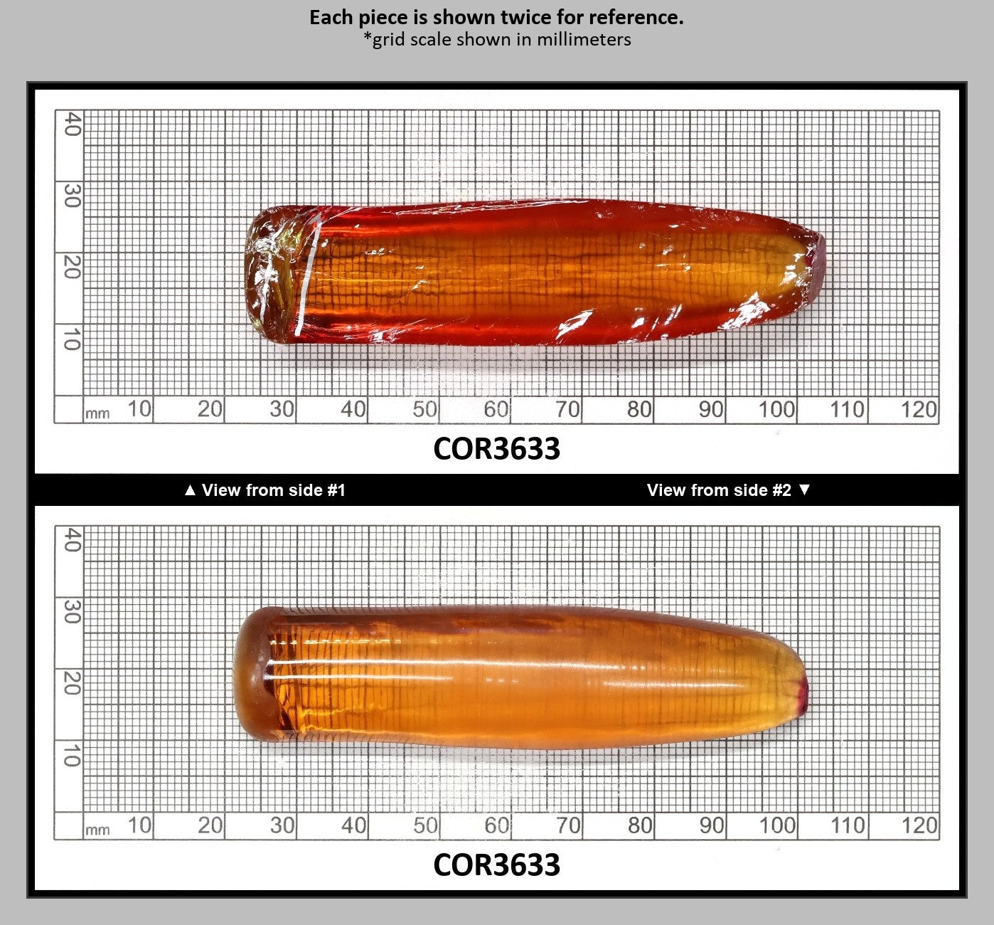 Orange #22SP Lab Created Corundum Faceting Rough for Gem Cutting - Various Sizes - Split Boule : COR3633