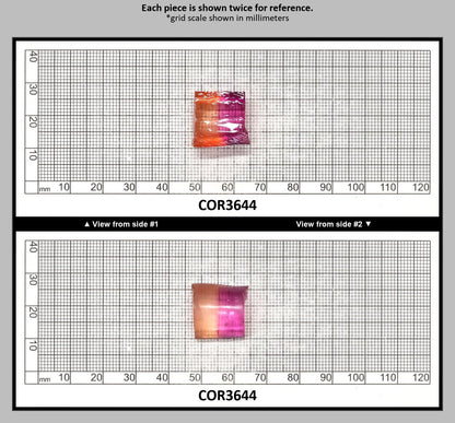 Sunrise/Purple Bi-Color #16/#65 Lab Created Corundum Sapphire Faceting Rough : COR3644