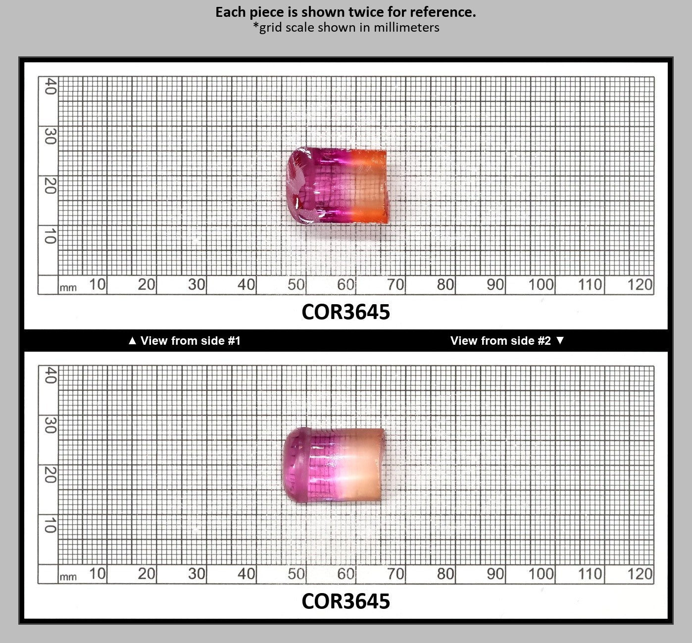 Sunrise/Purple Bi-Color #16/#65 Lab Created Corundum Sapphire Faceting Rough : COR3645
