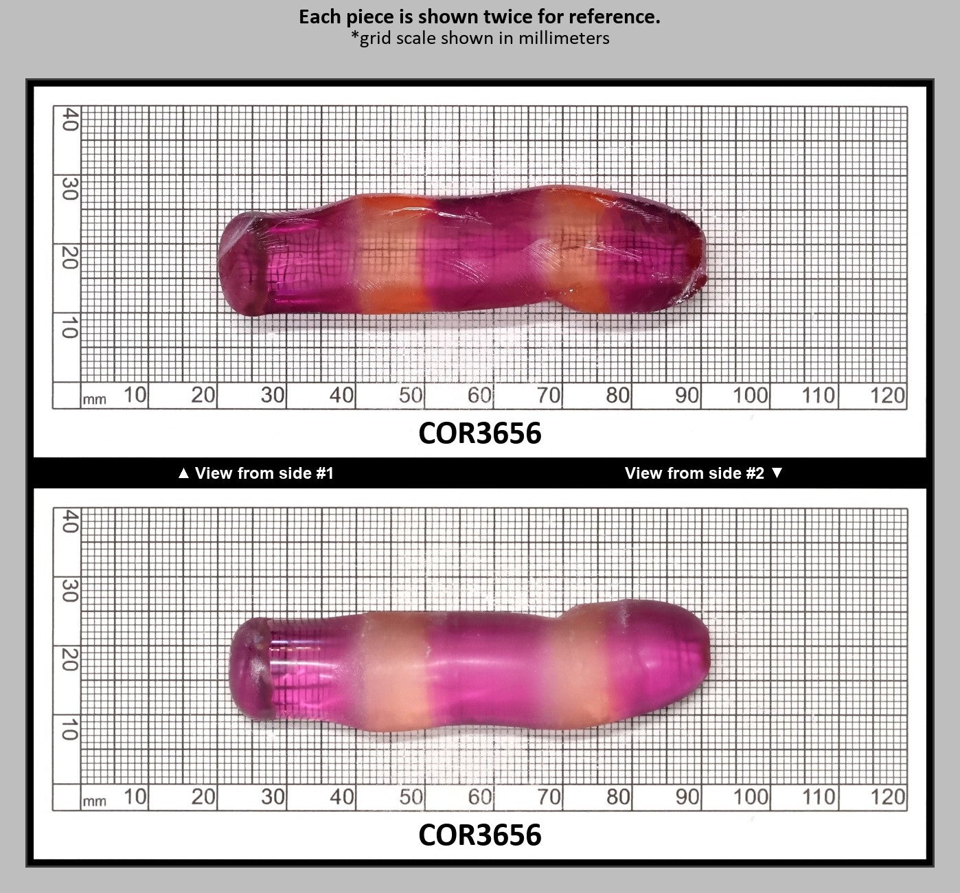 Sunrise/Purple Bi-Color #16/#65 Lab Created Corundum Sapphire Faceting Rough : COR3656