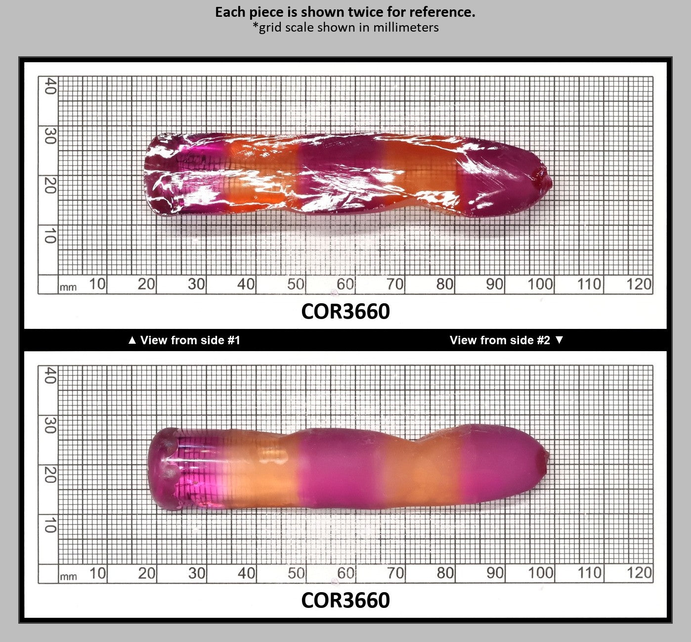 Sunrise/Purple Bi-Color #16/#65 Lab Created Corundum Sapphire Faceting Rough : COR3660