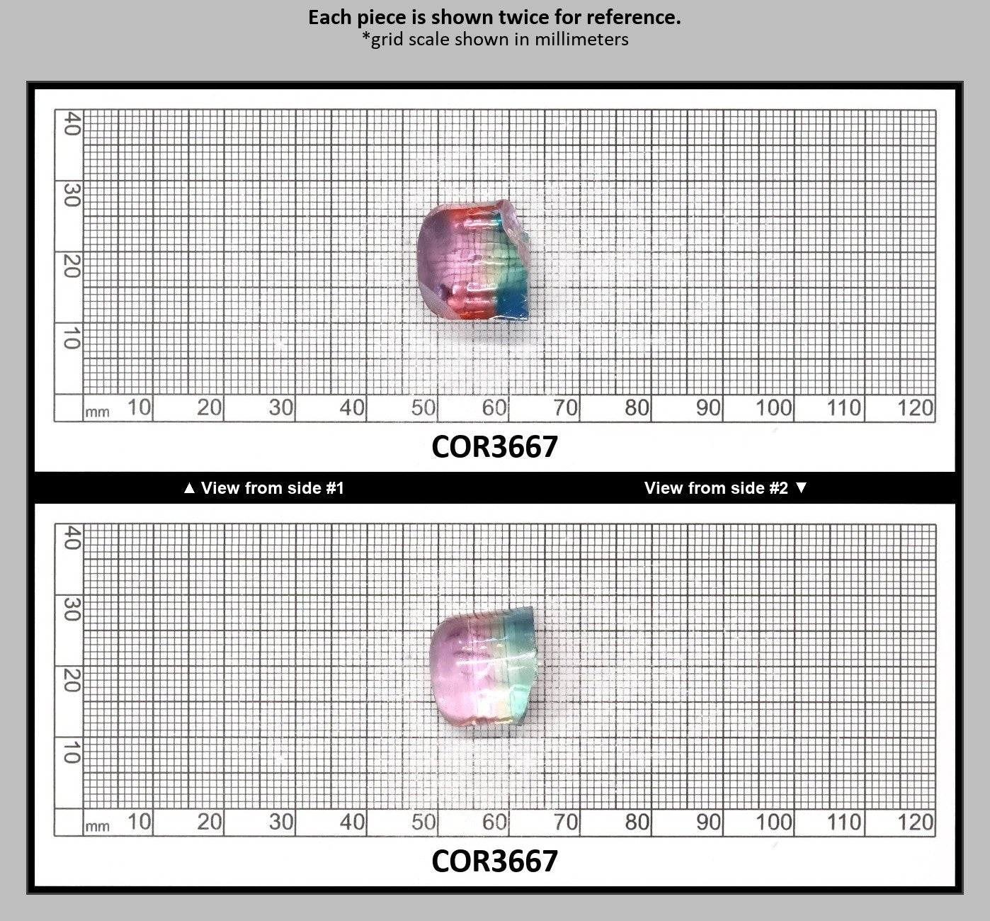 Paraiba/Peach Bi-Color #P/#18 Lab Created Corundum Sapphire Faceting Rough : COR3667