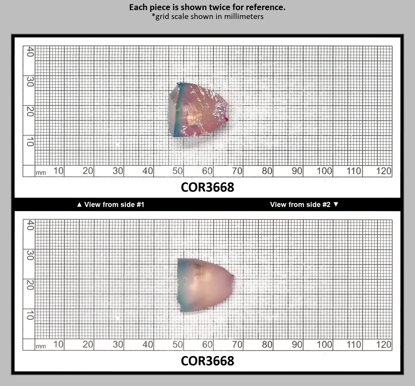 Paraiba/Peach Bi-Color #P/#18 Lab Created Corundum Sapphire Faceting Rough : COR3668