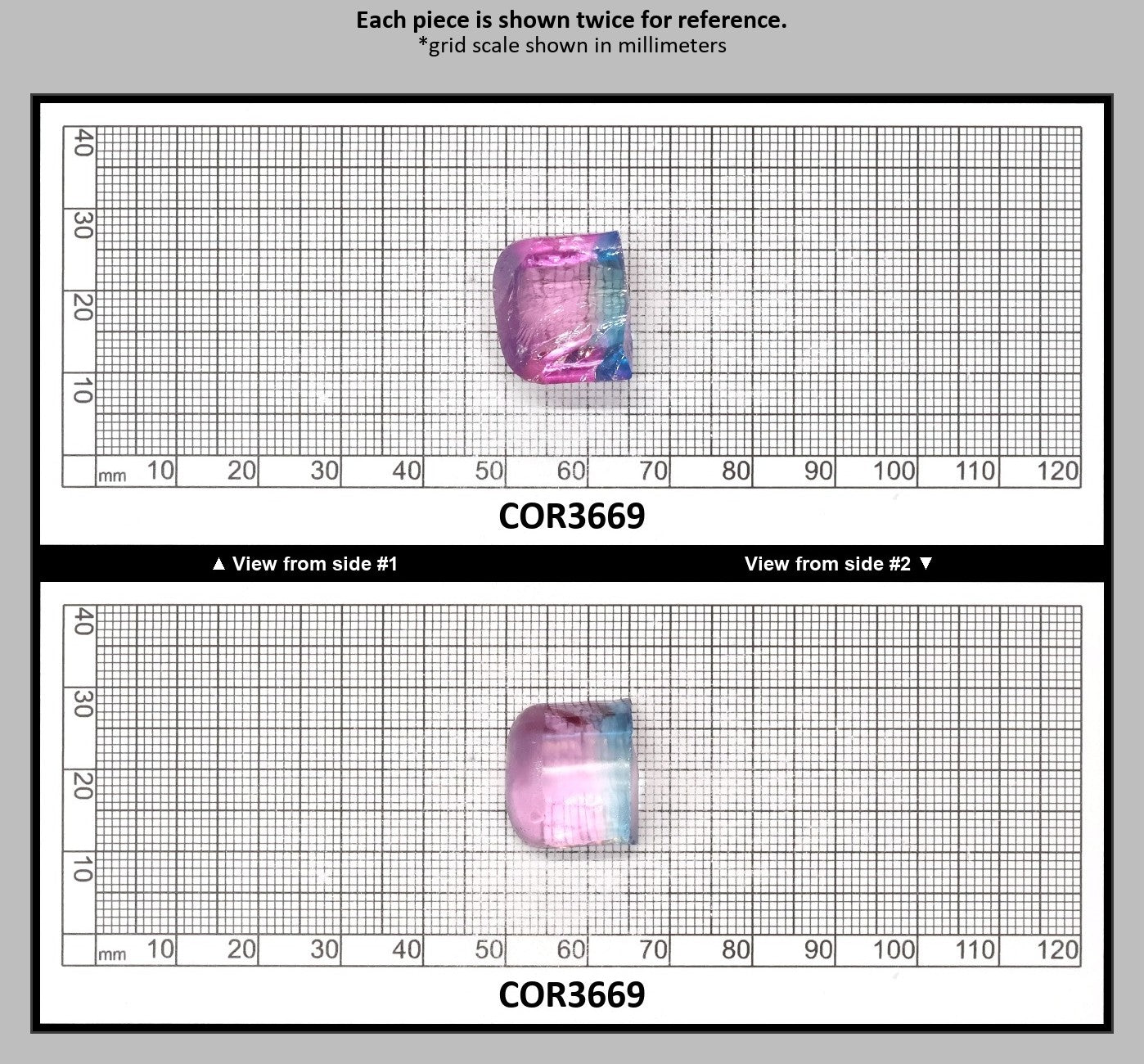 Paraiba/Peach Bi-Color #P/#18 Lab Created Corundum Sapphire Faceting Rough : COR3669