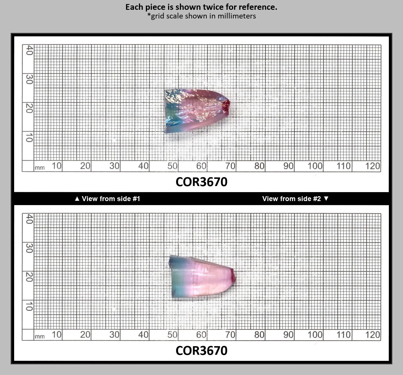 Paraiba/Peach Bi-Color #P/#18 Lab Created Corundum Sapphire Faceting Rough : COR3670