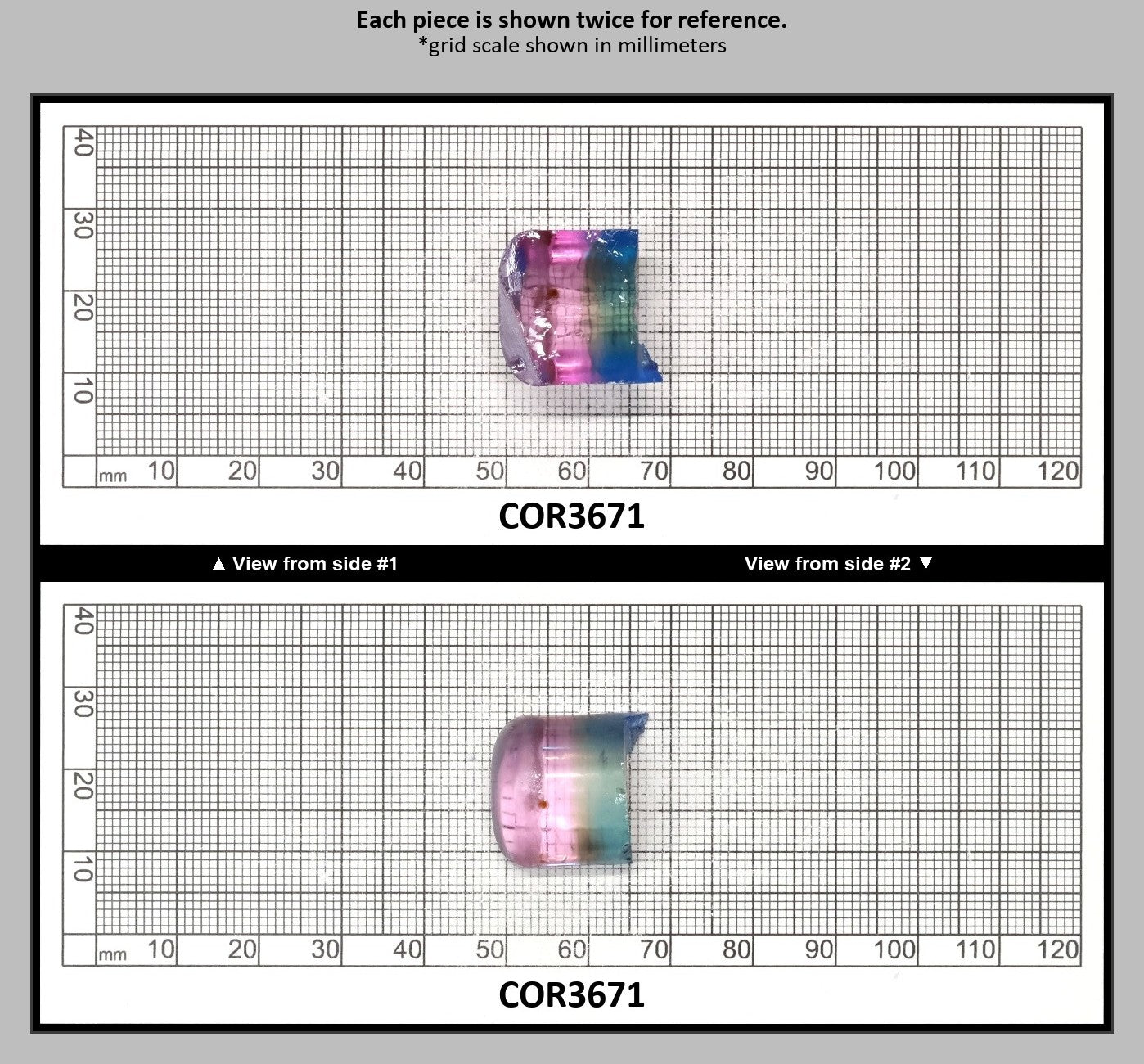 Paraiba/Peach Bi-Color #P/#18 Lab Created Corundum Sapphire Faceting Rough : COR3671