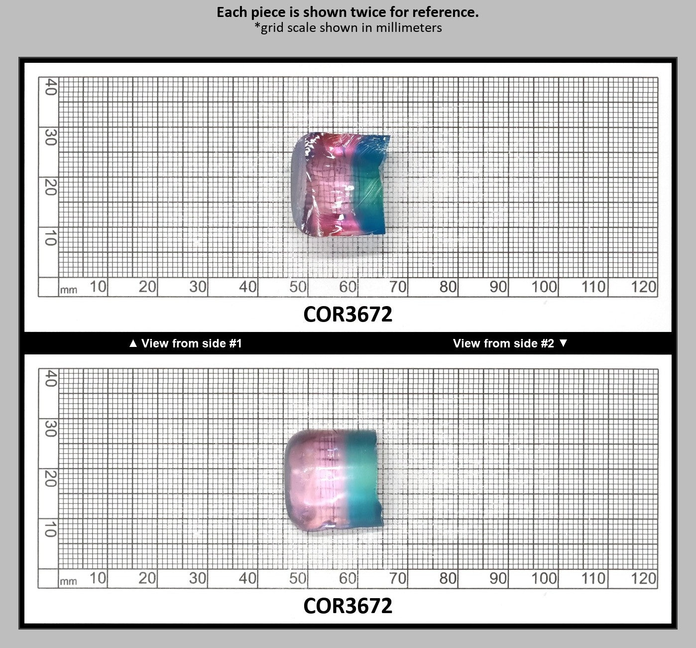 Paraiba/Peach Bi-Color #P/#18 Lab Created Corundum Sapphire Faceting Rough : COR3672