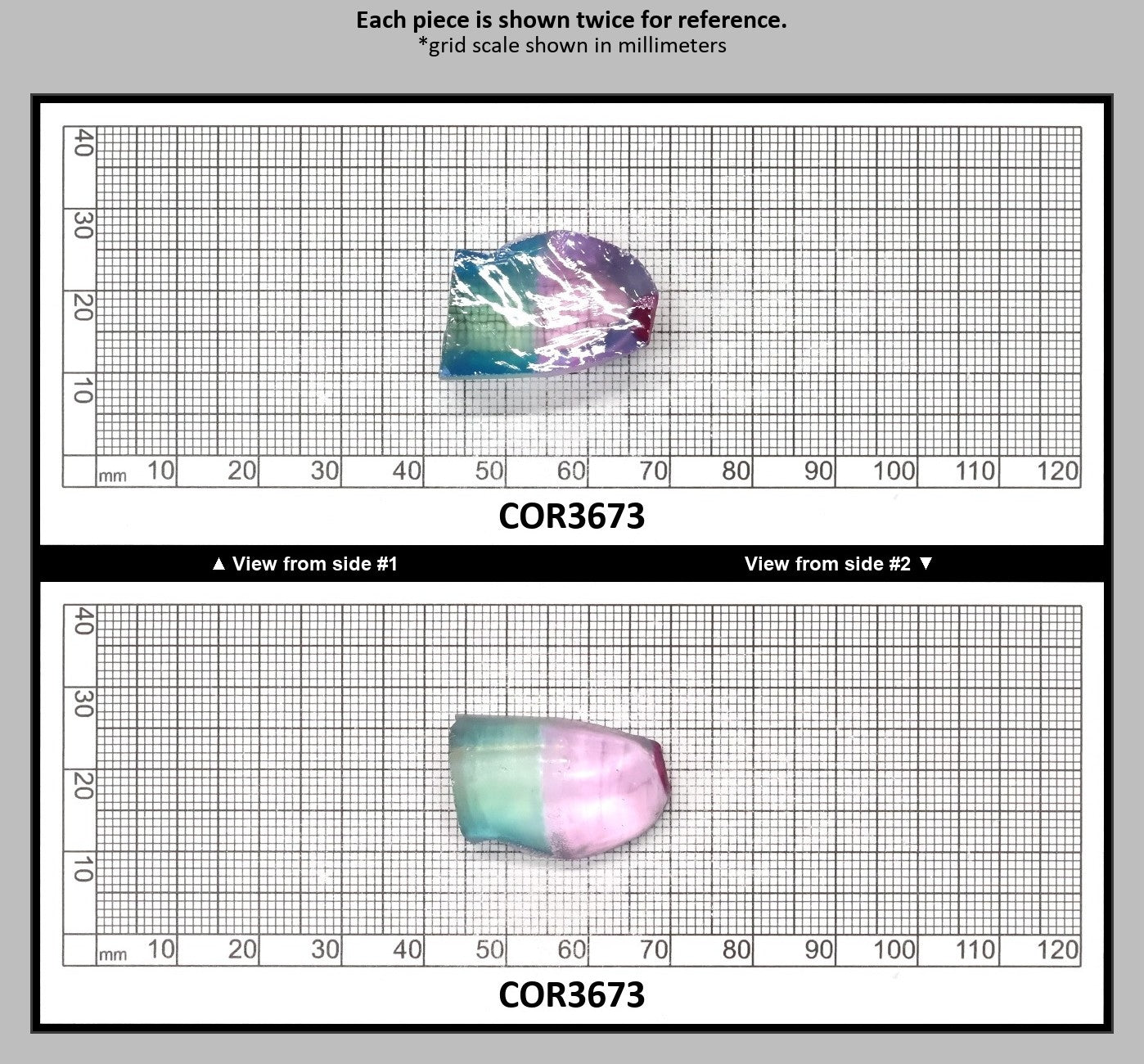 Paraiba/Peach Bi-Color #P/#18 Lab Created Corundum Sapphire Faceting Rough : COR3673