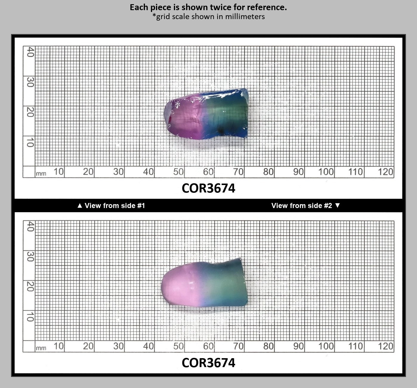 Paraiba/Peach Bi-Color #P/#18 Lab Created Corundum Sapphire Faceting Rough : COR3674