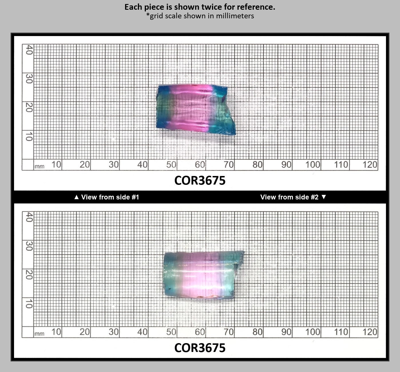 Paraiba/Peach Bi-Color #P/#18 Lab Created Corundum Sapphire Faceting Rough : COR3675