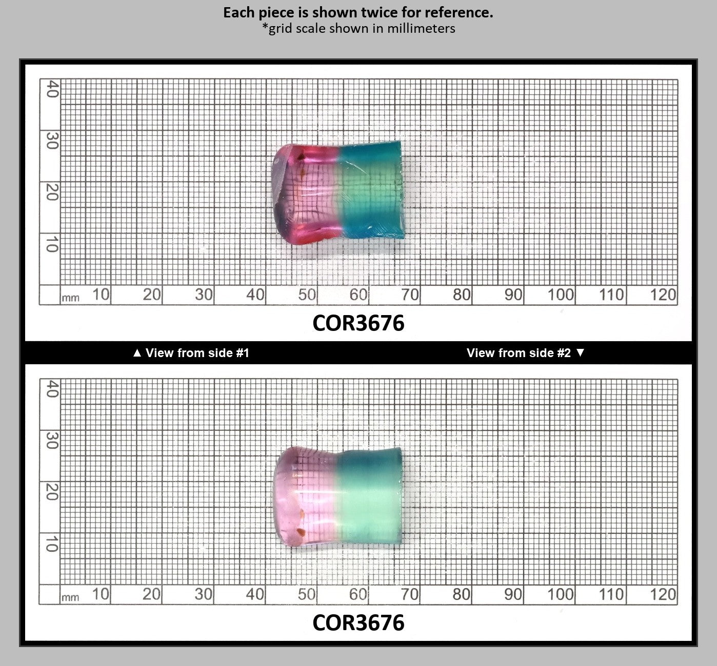 Paraiba/Peach Bi-Color #P/#18 Lab Created Corundum Sapphire Faceting Rough : COR3676