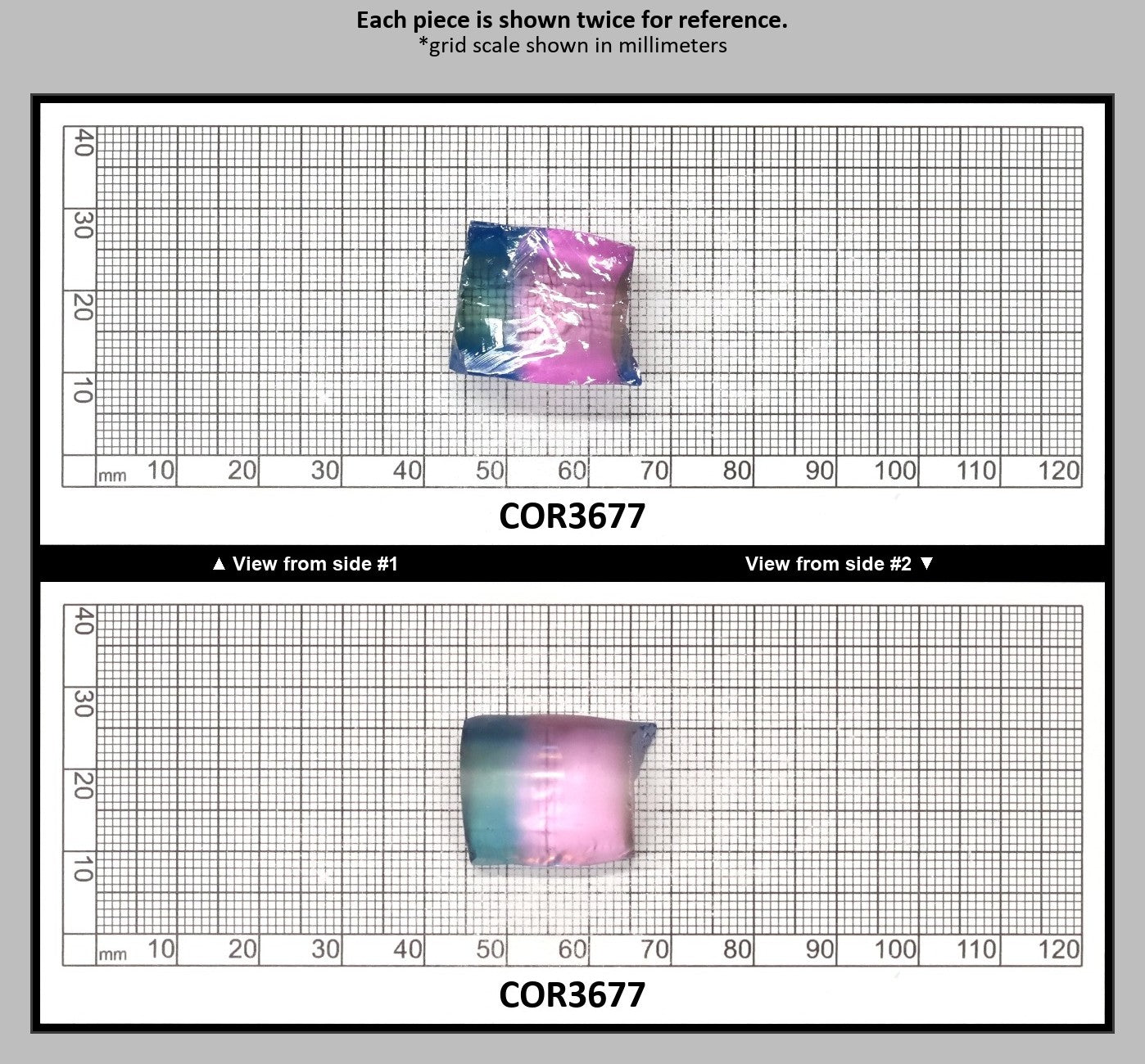Paraiba/Peach Bi-Color #P/#18 Lab Created Corundum Sapphire Faceting Rough : COR3677