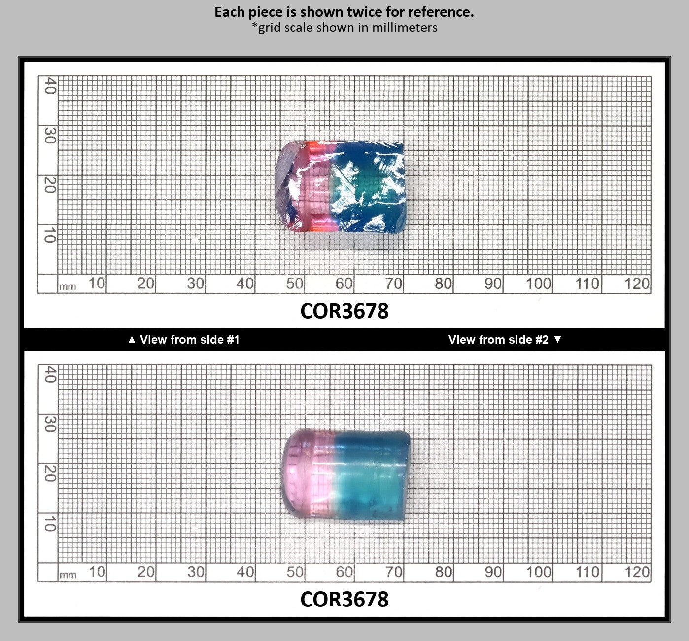 Paraiba/Peach Bi-Color #P/#18 Lab Created Corundum Sapphire Faceting Rough : COR3678