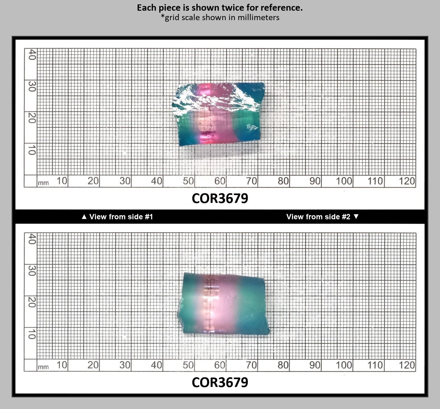 Paraiba/Peach Bi-Color #P/#18 Lab Created Corundum Sapphire Faceting Rough : COR3679
