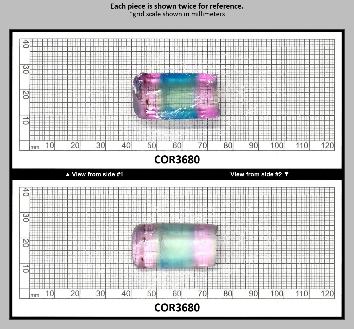 Paraiba/Peach Bi-Color #P/#18 Lab Created Corundum Sapphire Faceting Rough : COR3680