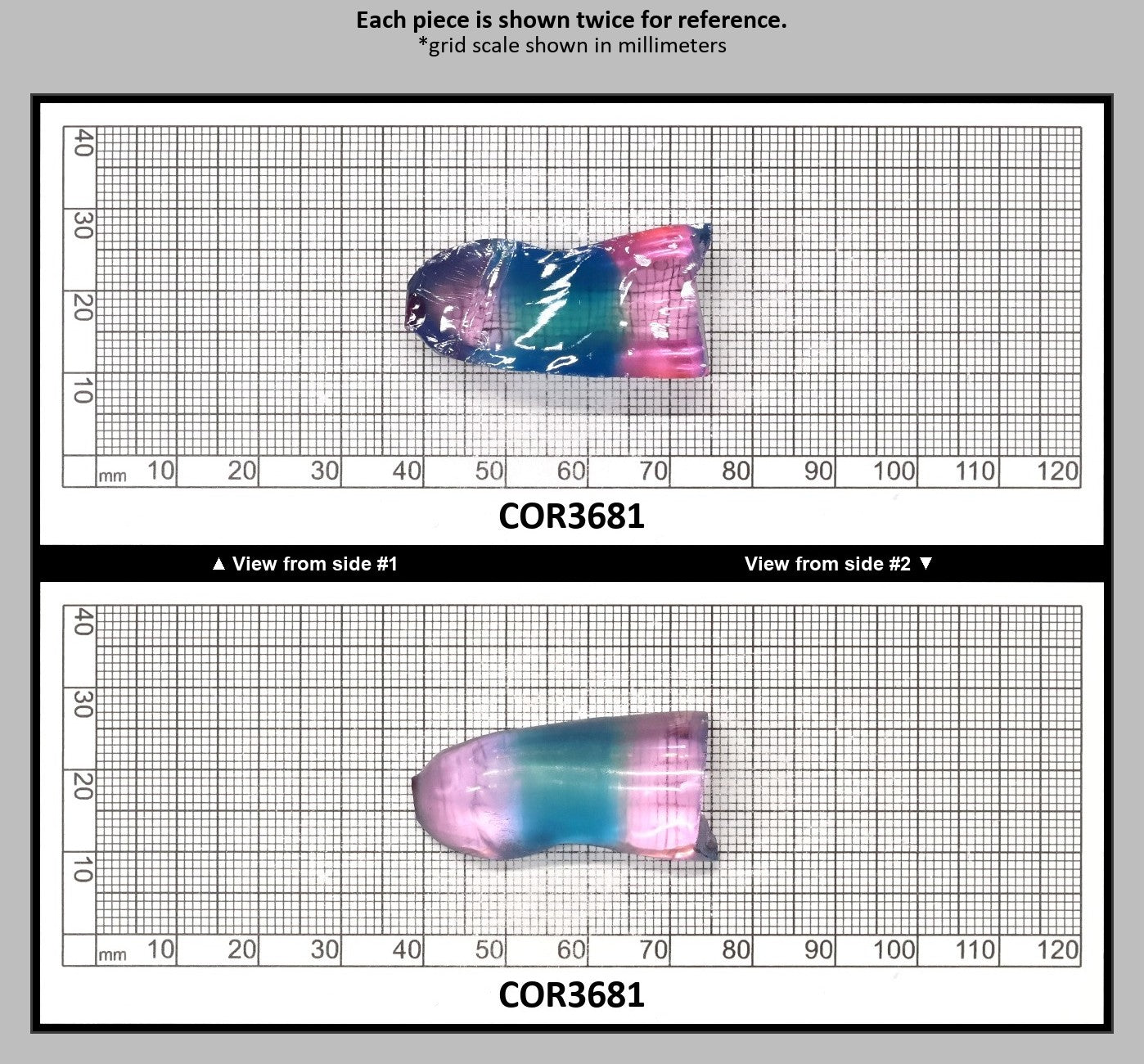 Paraiba/Peach Bi-Color #P/#18 Lab Created Corundum Sapphire Faceting Rough : COR3681