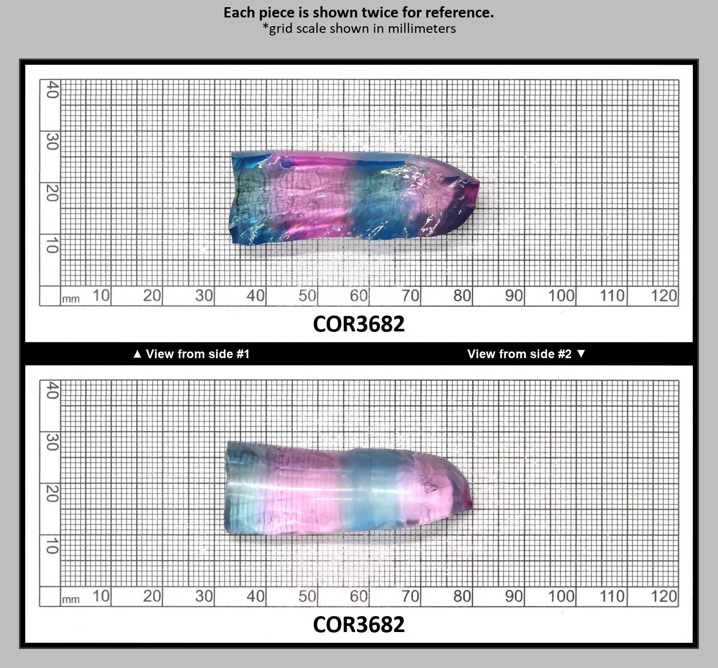Paraiba/Peach Bi-Color #P/#18 Lab Created Corundum Sapphire Faceting Rough : COR3682
