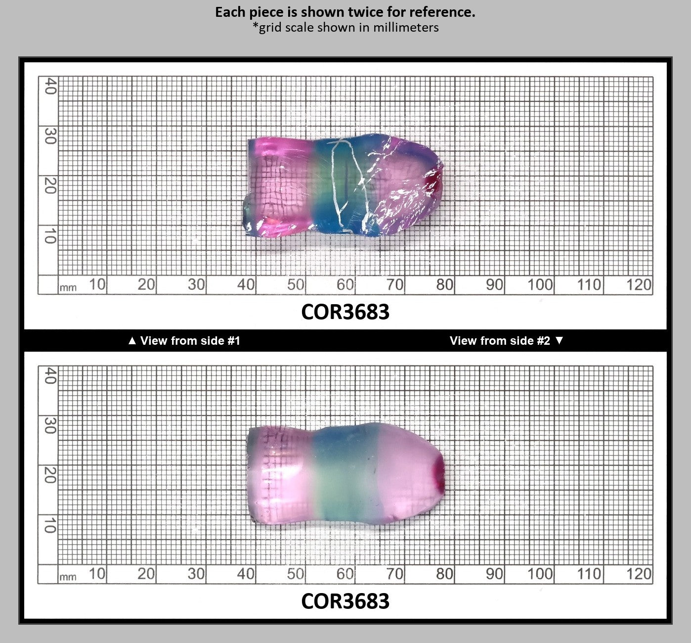 Paraiba/Peach Bi-Color #P/#18 Lab Created Corundum Sapphire Faceting Rough : COR3683