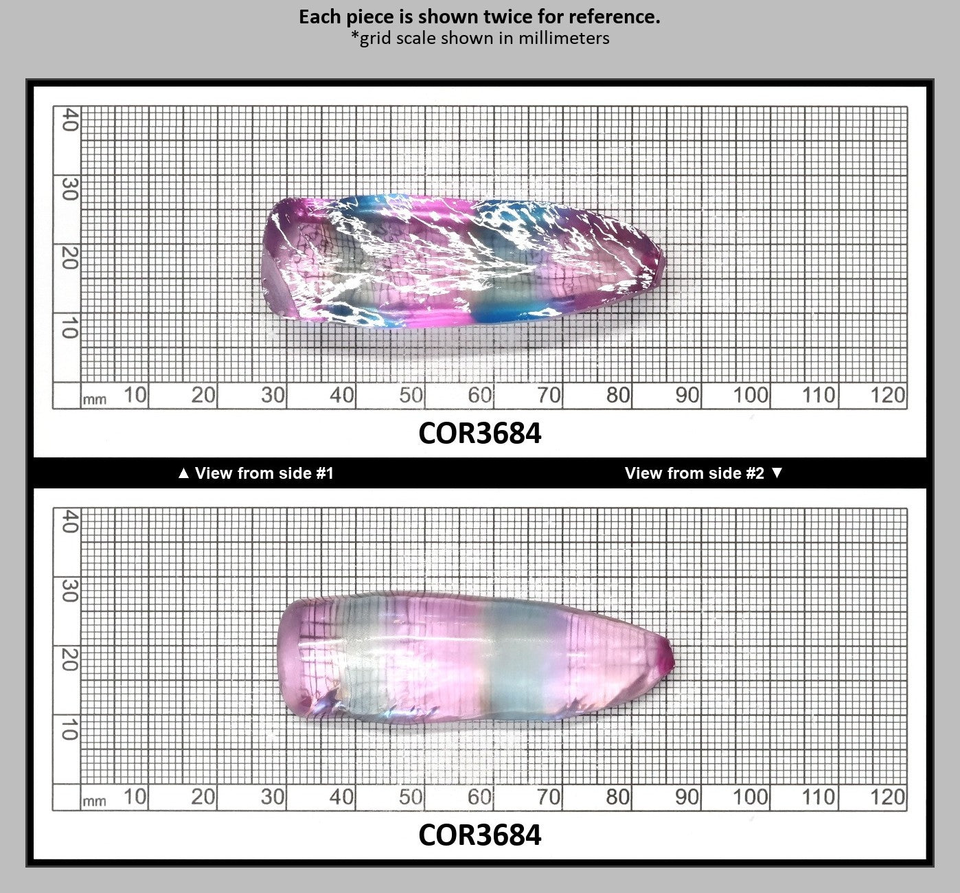 Paraiba/Peach Bi-Color #P/#18 Lab Created Corundum Sapphire Faceting Rough : COR3684