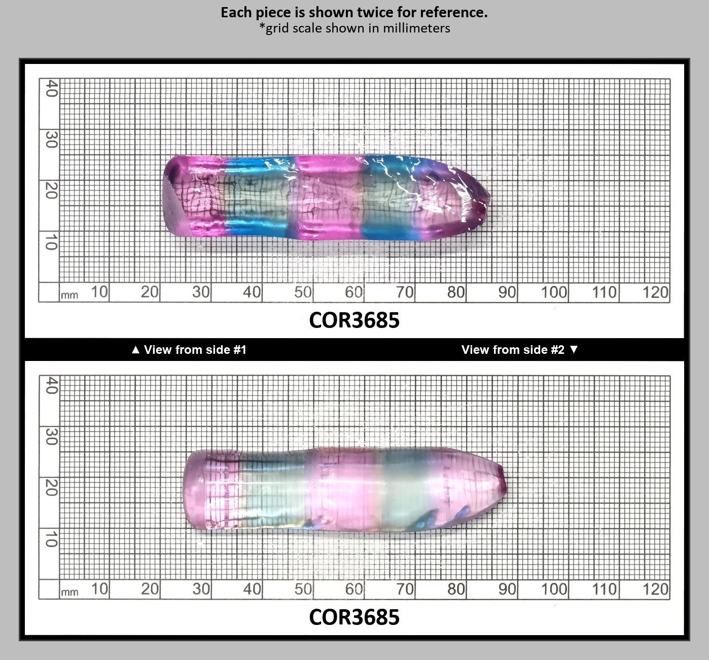 Paraiba/Peach Bi-Color #P/#18 Lab Created Corundum Sapphire Faceting Rough : COR3685