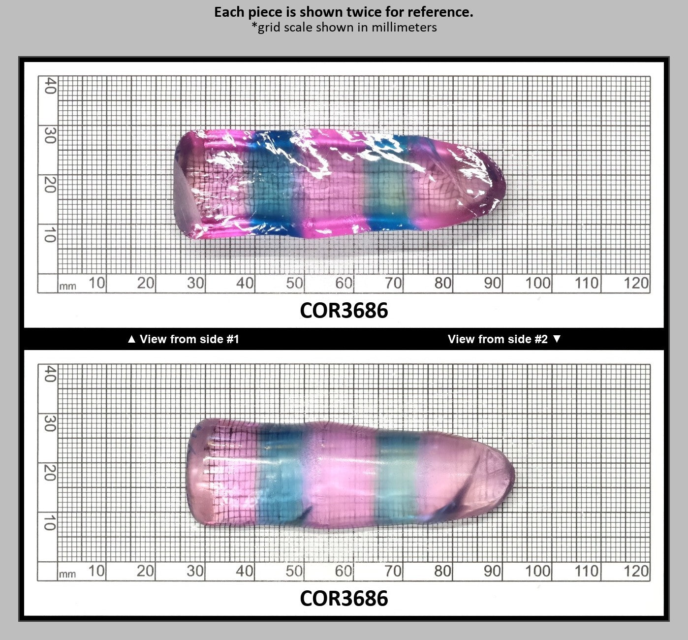 Paraiba/Peach Bi-Color #P/#18 Lab Created Corundum Sapphire Faceting Rough : COR3686