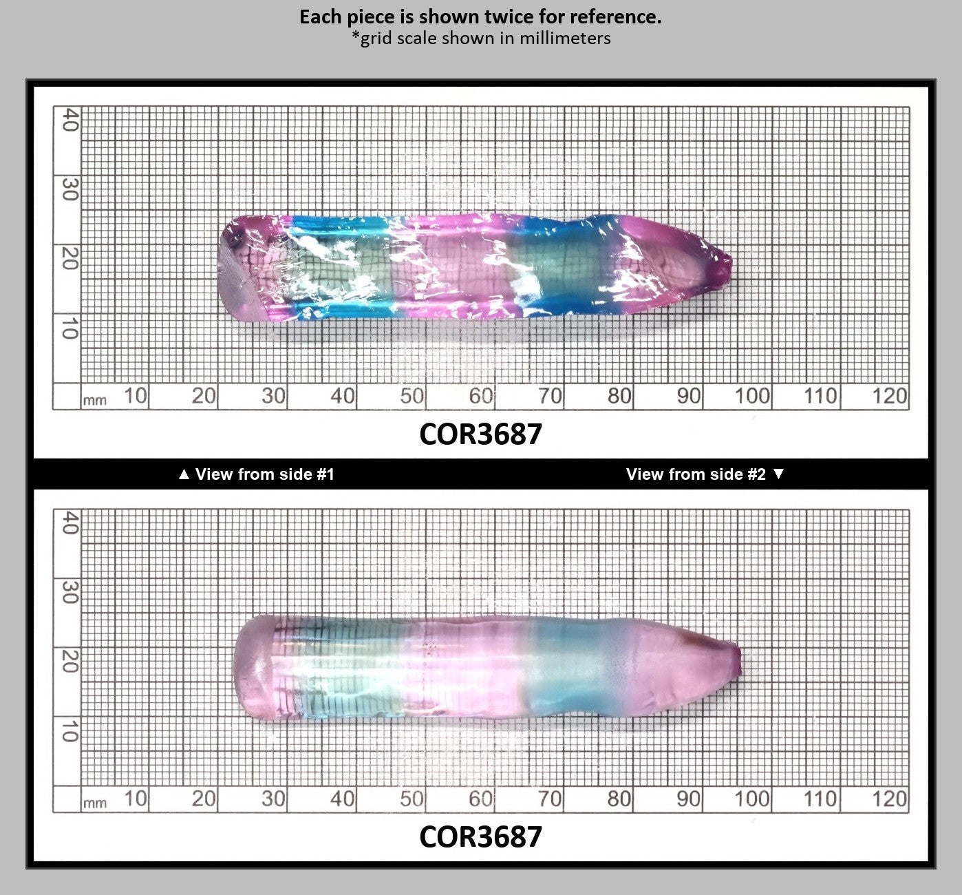 Paraiba/Peach Bi-Color #P/#18 Lab Created Corundum Sapphire Faceting Rough : COR3687