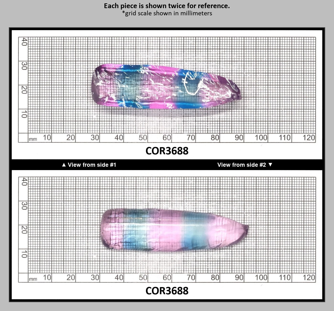 Paraiba/Peach Bi-Color #P/#18 Lab Created Corundum Sapphire Faceting Rough : COR3688