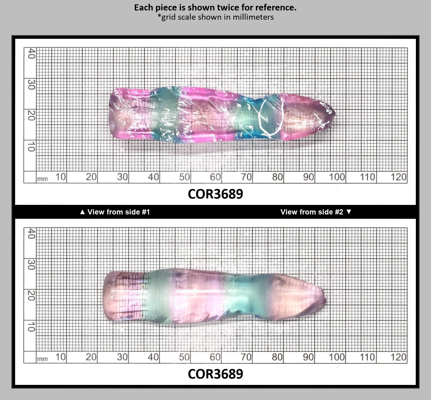 Paraiba/Peach Bi-Color #P/#18 Lab Created Corundum Sapphire Faceting Rough : COR3689