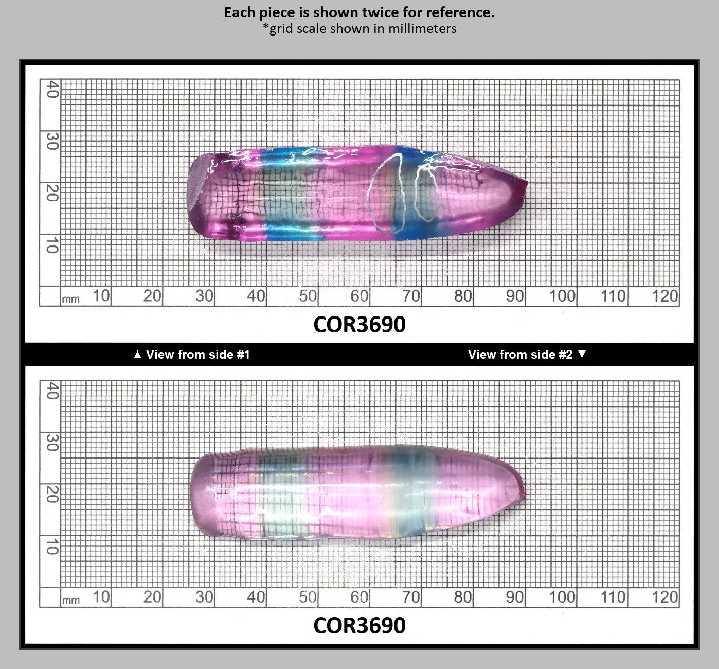 Paraiba/Peach Bi-Color #P/#18 Lab Created Corundum Sapphire Faceting Rough : COR3690
