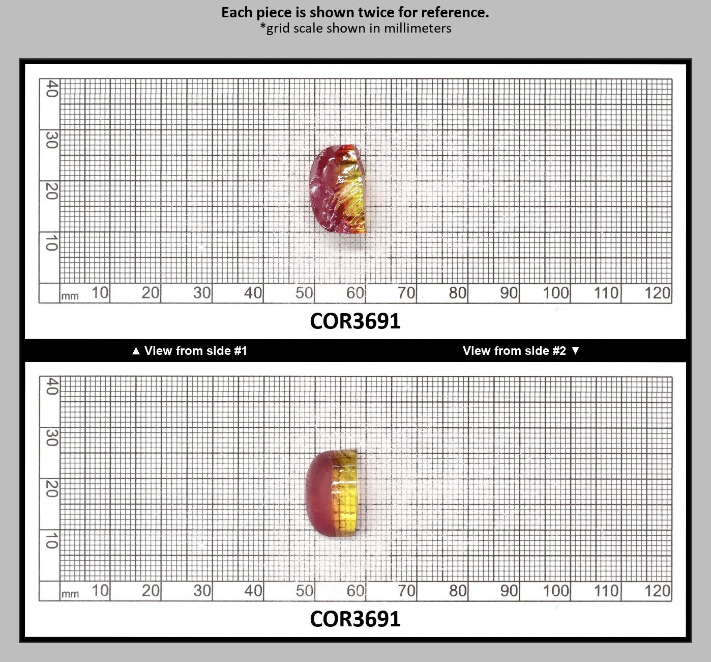 Yellow/Purple Bi-Color #20/#65 Lab Created Corundum Sapphire Faceting Rough : COR3691