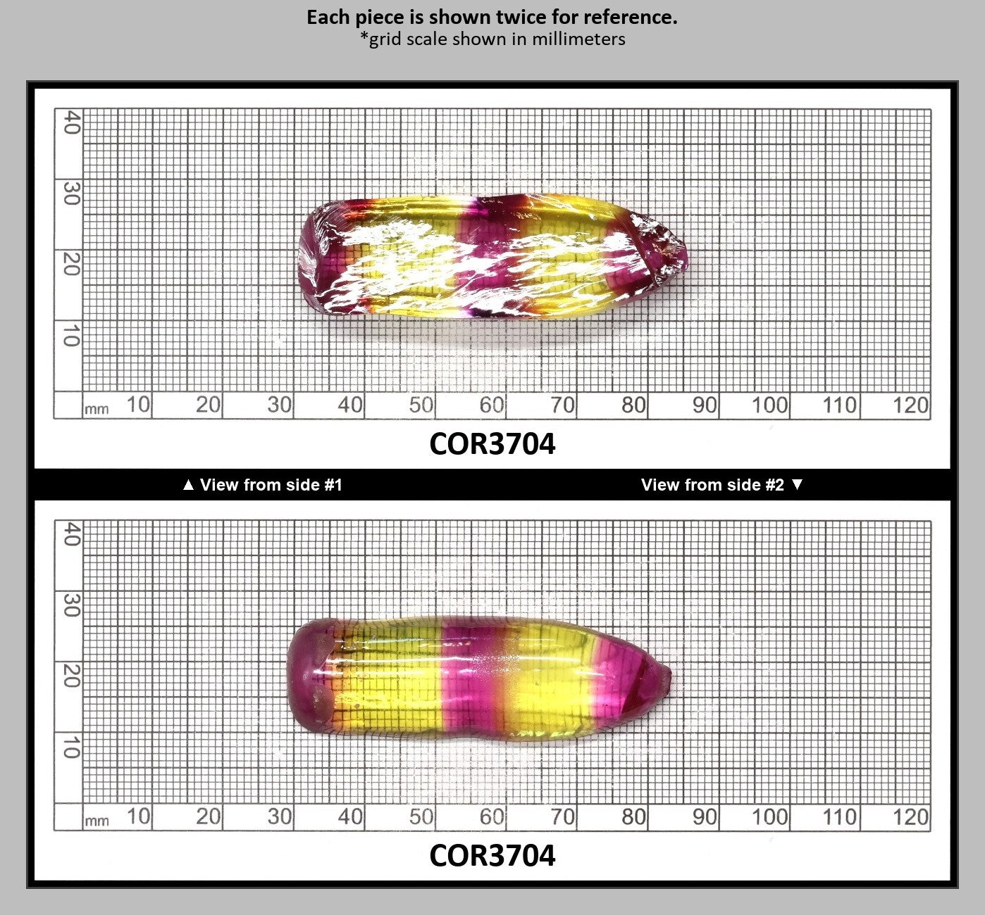 Yellow/Purple Bi-Color #20/#65 Lab Created Corundum Sapphire Faceting Rough : COR3704