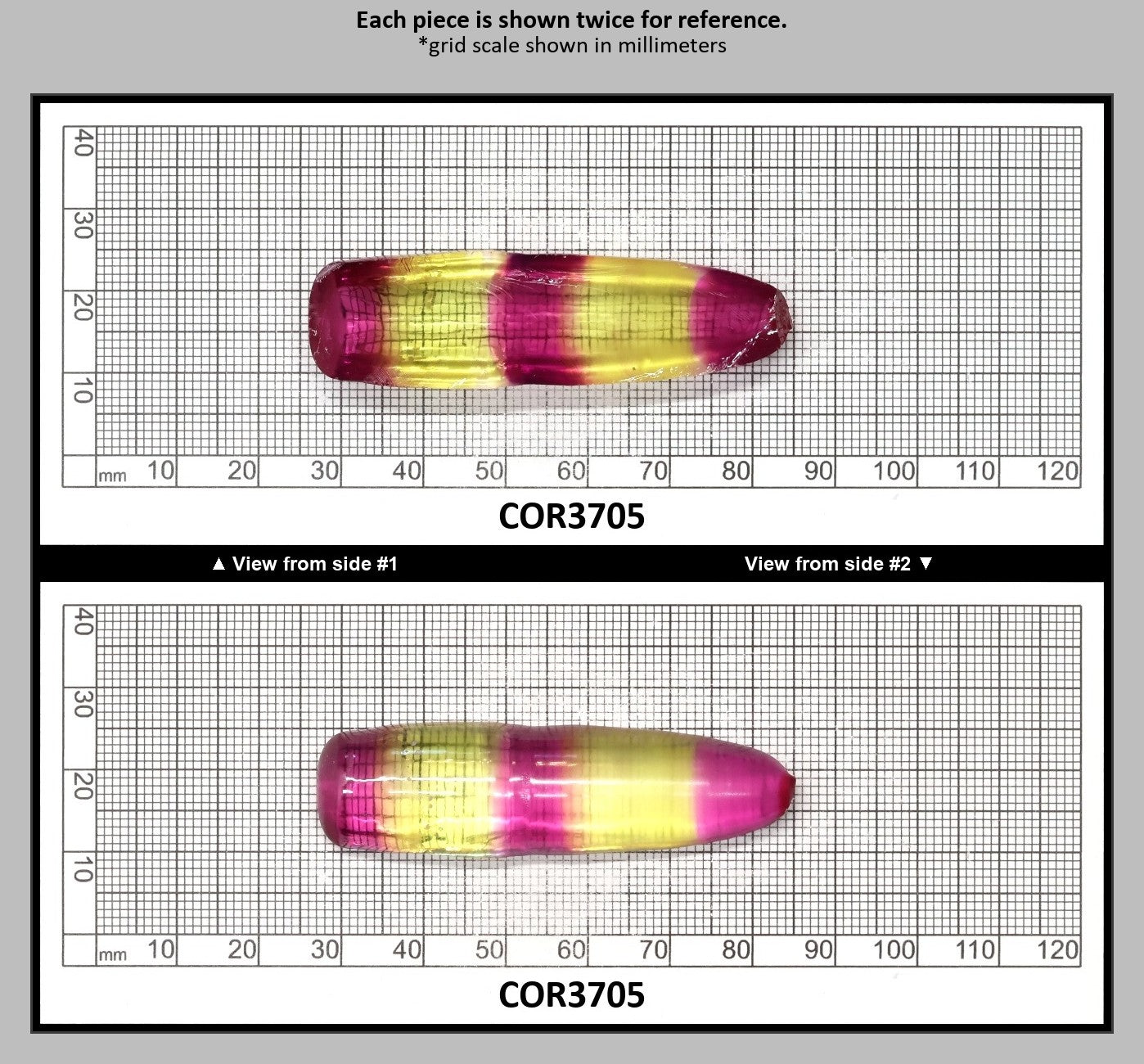 Yellow/Purple Bi-Color #20/#65 Lab Created Corundum Sapphire Faceting Rough : COR3705