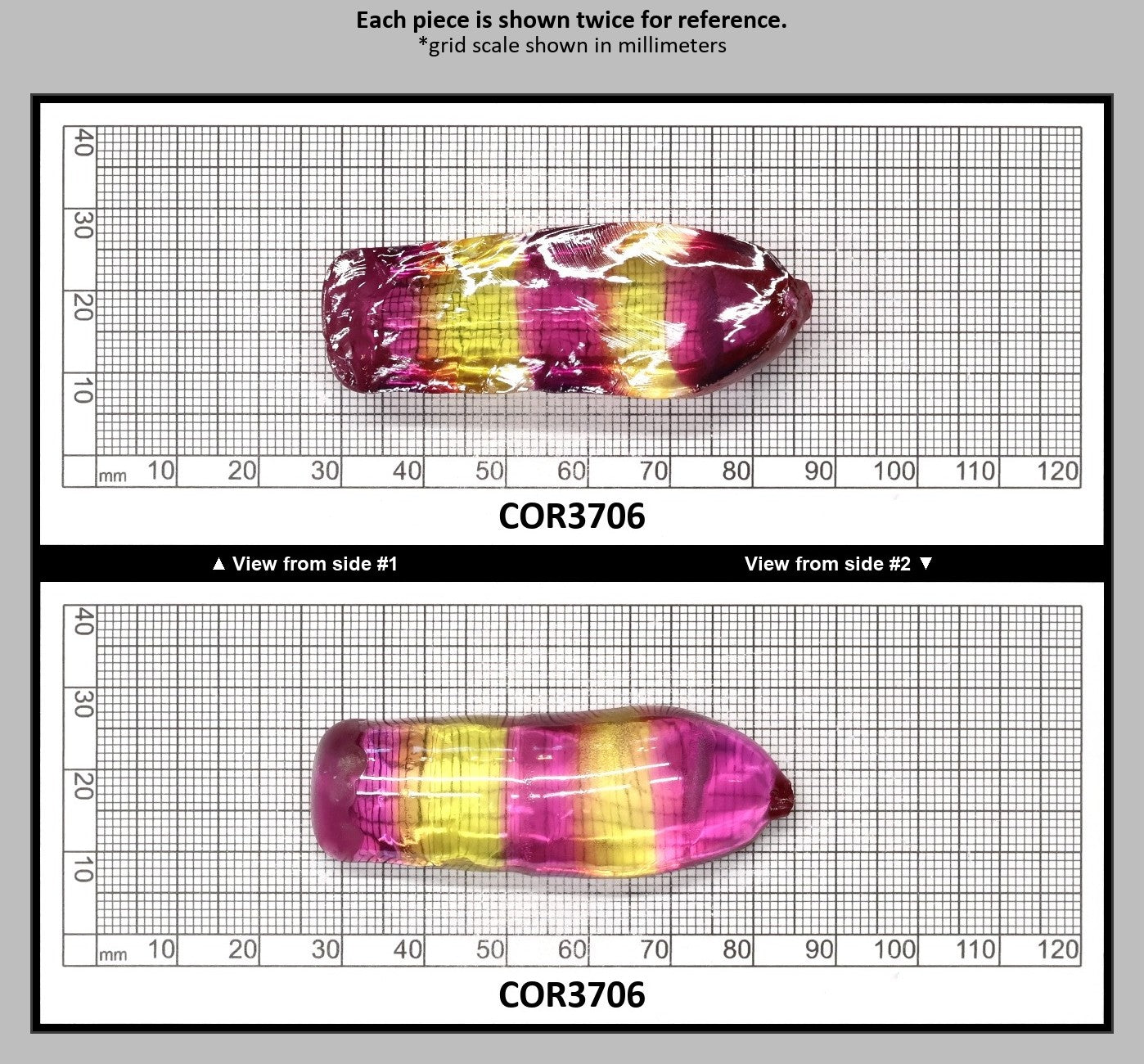 Yellow/Purple Bi-Color #20/#65 Lab Created Corundum Sapphire Faceting Rough : COR3706
