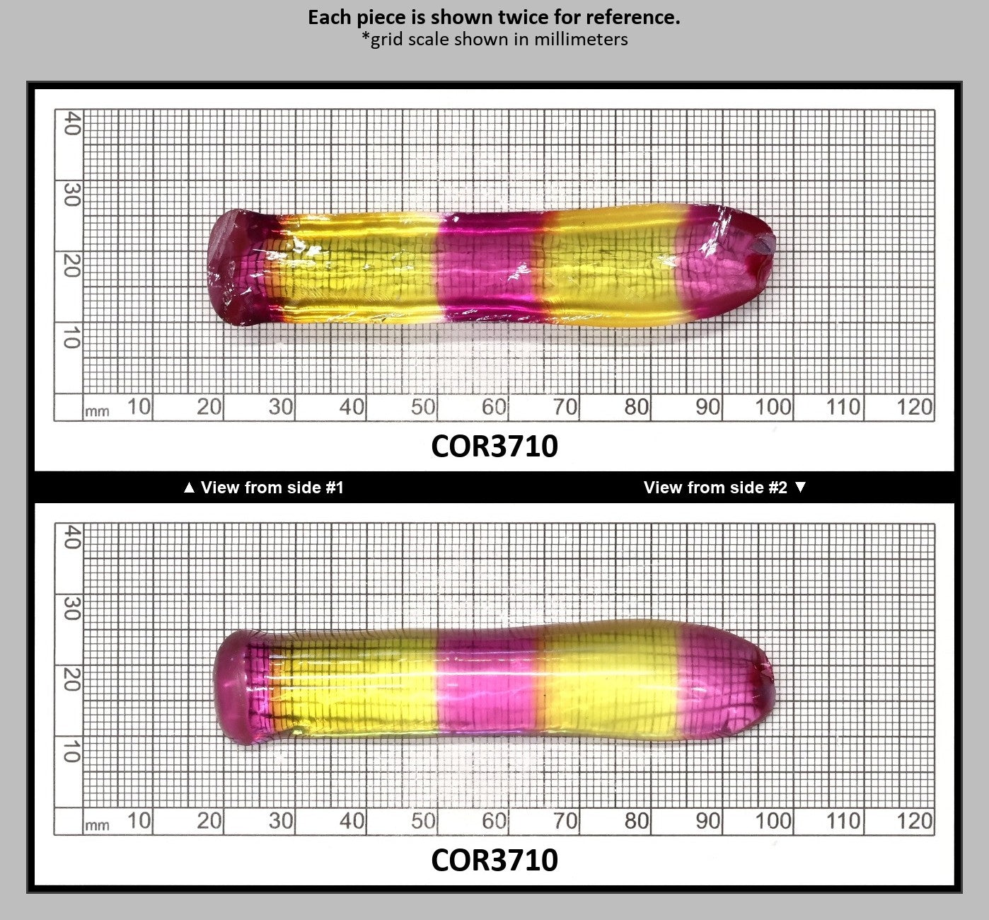 Yellow/Purple Bi-Color #20/#65 Lab Created Corundum Sapphire Faceting Rough : COR3710