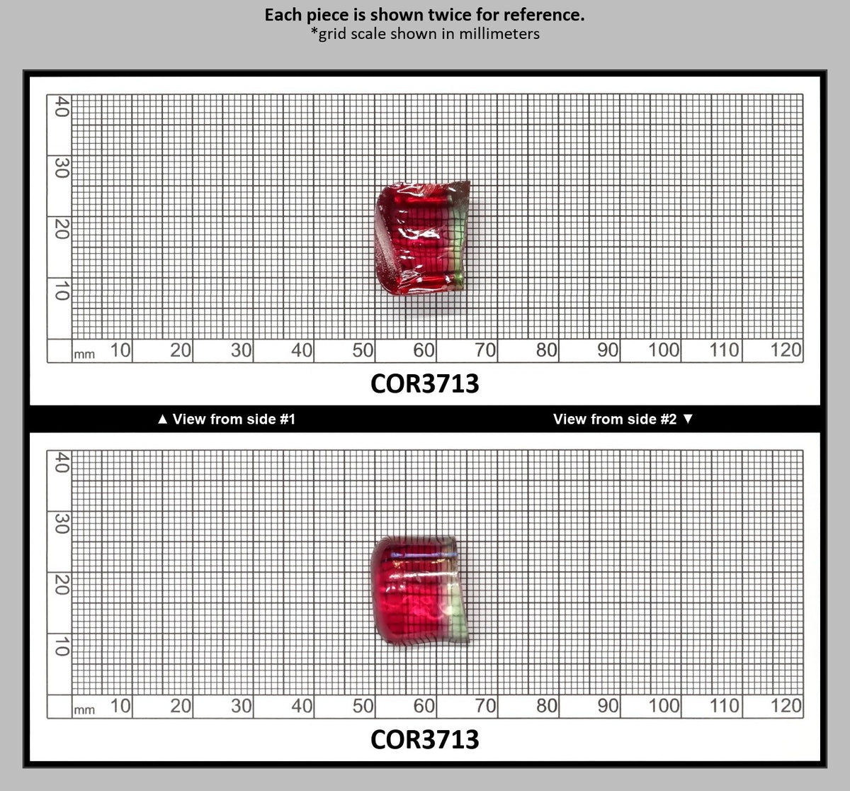 Pink/Green Tourmaline Bi-Color Lab Created Corundum Sapphire Faceting Rough for Gem Cutting - Various Sizes - Split Boule : COR3713