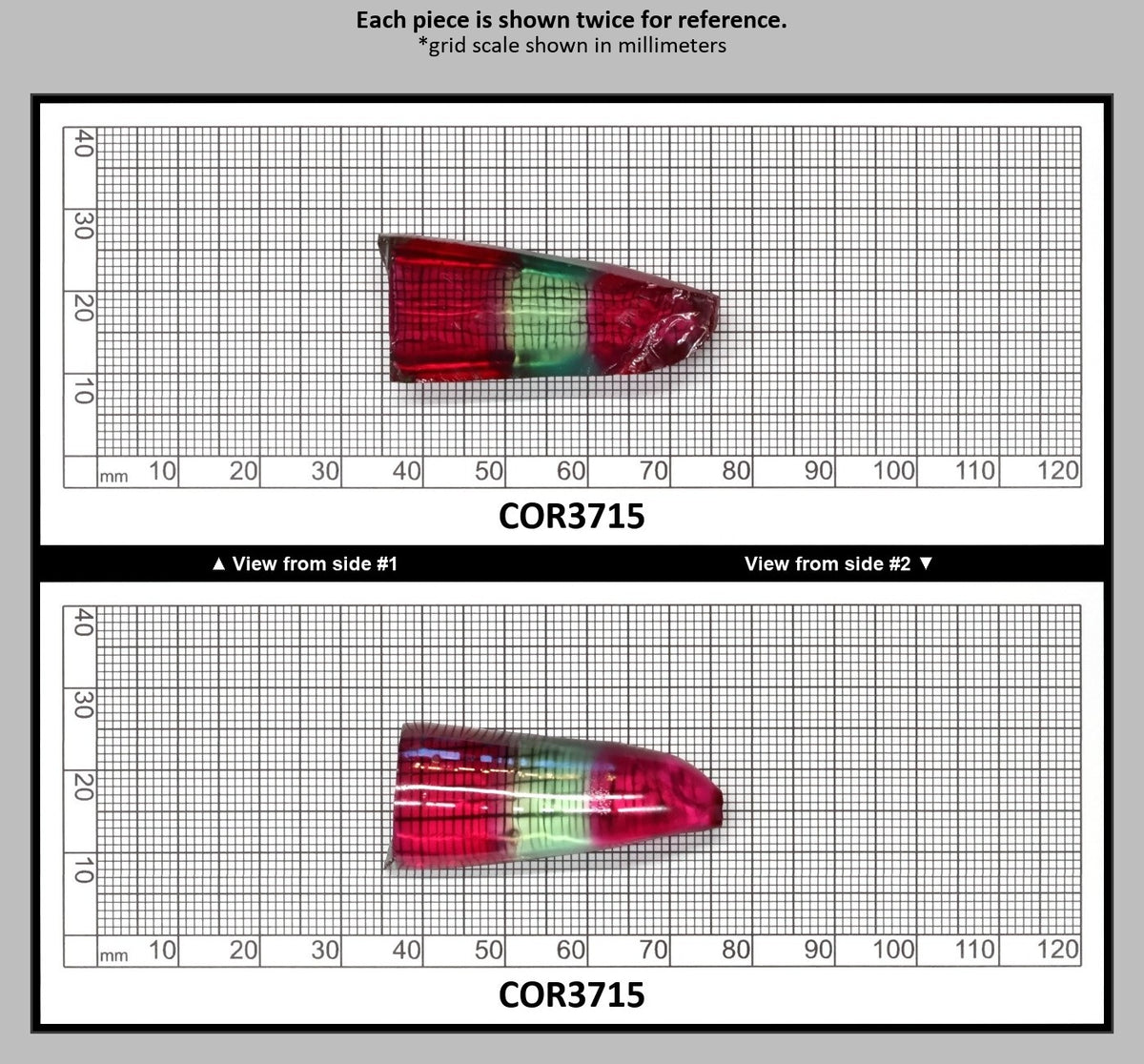 Pink/Green Tourmaline Bi-Color Lab Created Corundum Sapphire Faceting Rough for Gem Cutting - Various Sizes - Split Boule : COR3715