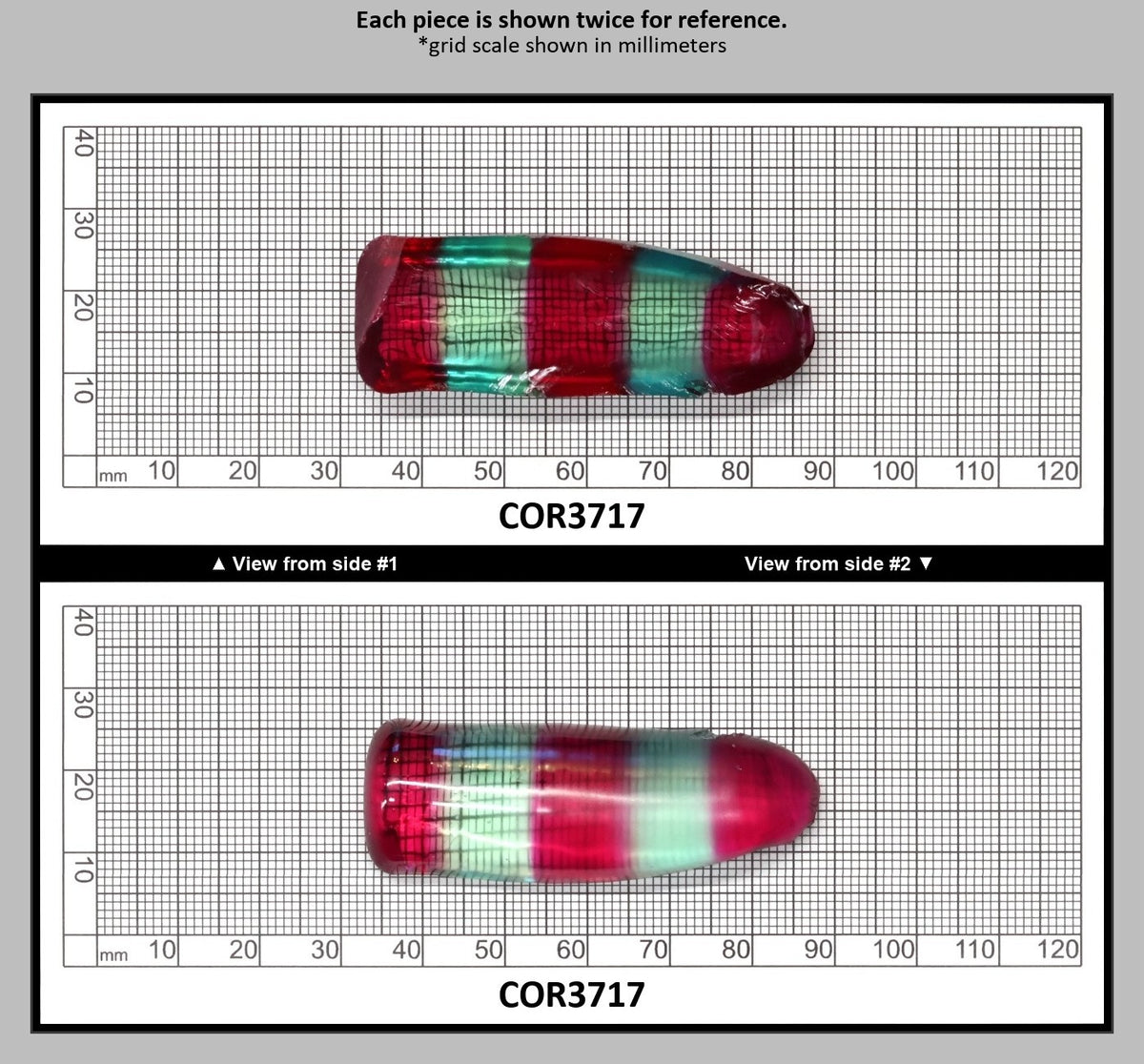 Pink/Green Tourmaline Bi-Color Lab Created Corundum Sapphire Faceting Rough for Gem Cutting - Various Sizes - Split Boule : COR3717