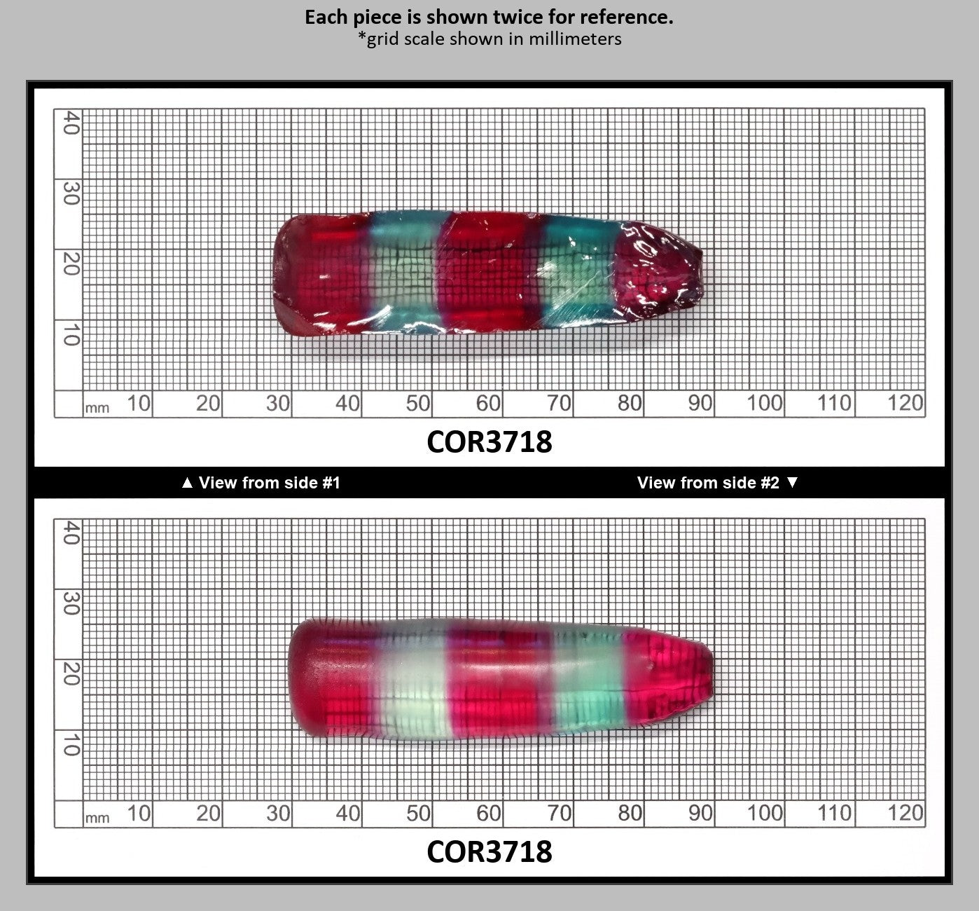 Pink/Green Tourmaline Bi-Color Lab Created Corundum Sapphire Faceting Rough for Gem Cutting - Various Sizes - Split Boule : COR3718