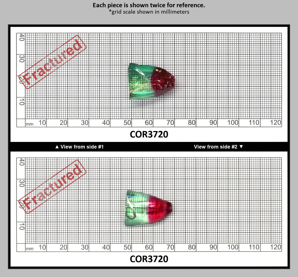 Pink/Green Tourmaline Bi-Color Lab Created Corundum Sapphire Faceting Rough for Gem Cutting - Various Sizes - Split Boule : COR3720