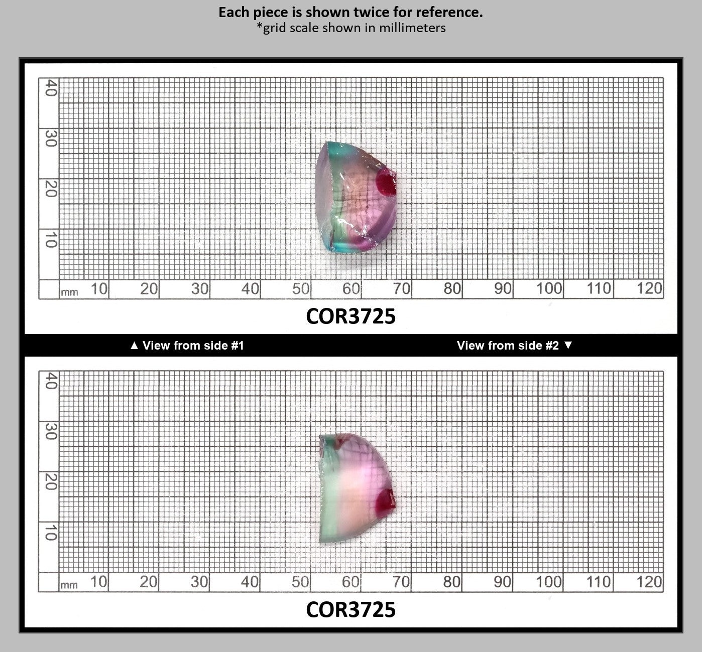 Paraiba/Sunrise Bi-Color #P/#16 Lab Created Corundum Sapphire Faceting Rough : COR3725
