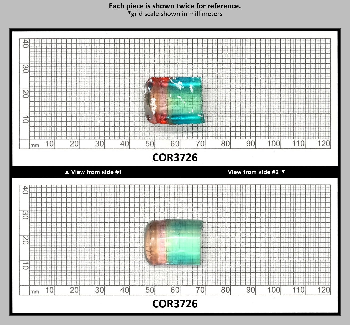 Paraiba/Sunrise Bi-Color #P/#16 Lab Created Corundum Sapphire Faceting Rough : COR3726