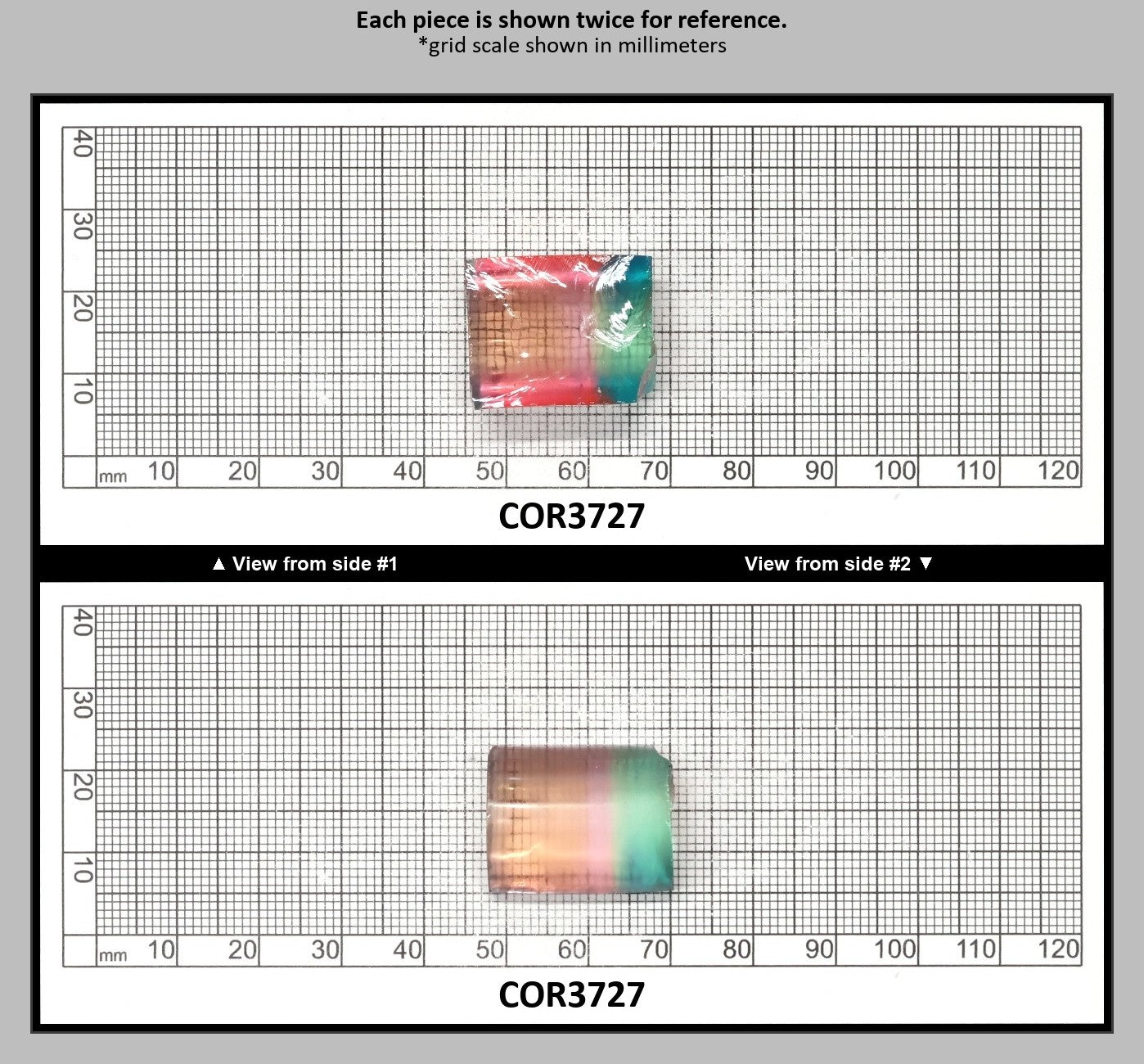 Paraiba/Sunrise Bi-Color #P/#16 Lab Created Corundum Sapphire Faceting Rough : COR3727