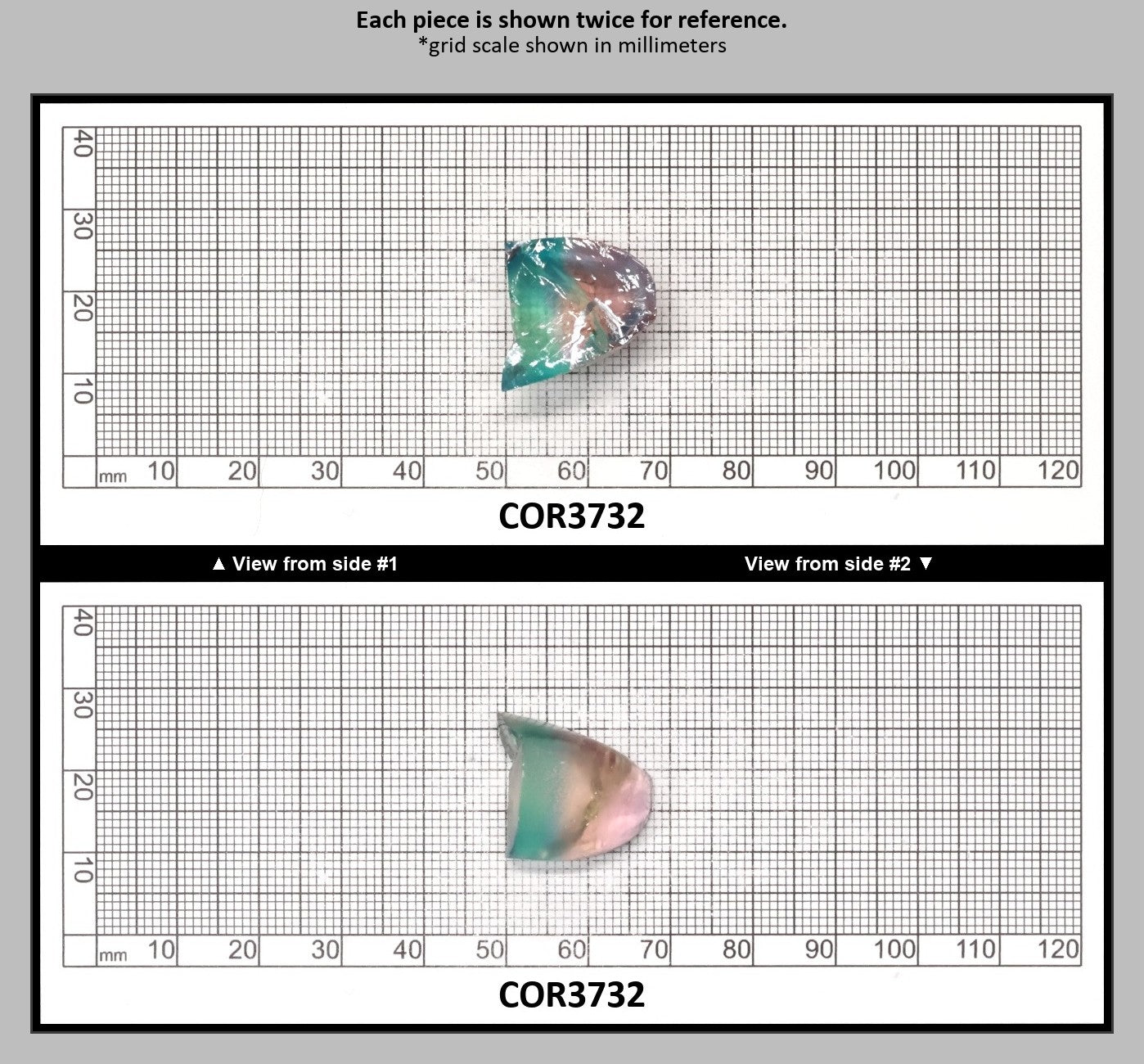 Paraiba/Sunrise Bi-Color #P/#16 Lab Created Corundum Sapphire Faceting Rough : COR3732