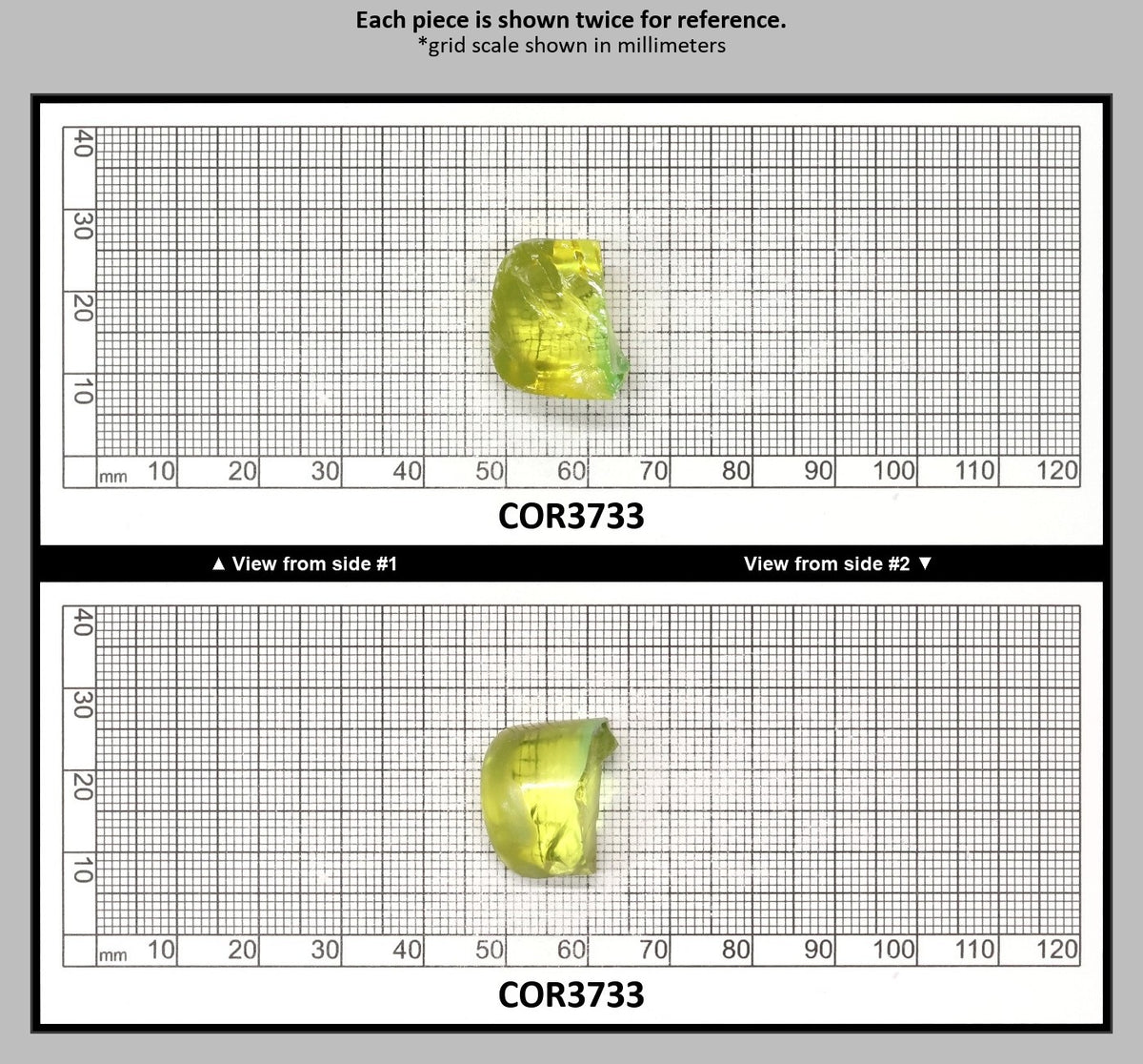 Yellow/Green Bi-Color Lab Created Corundum Sapphire Faceting Rough for Gem Cutting - Various Sizes - Split Boule : COR3733