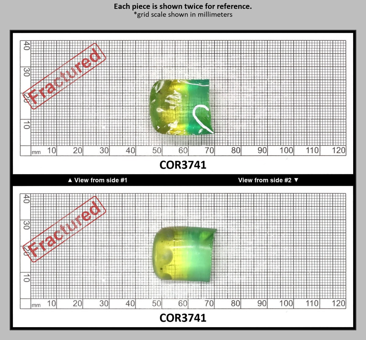 Yellow/Green Bi-Color Lab Created Corundum Sapphire Faceting Rough for Gem Cutting - Various Sizes - Split Boule : COR3741
