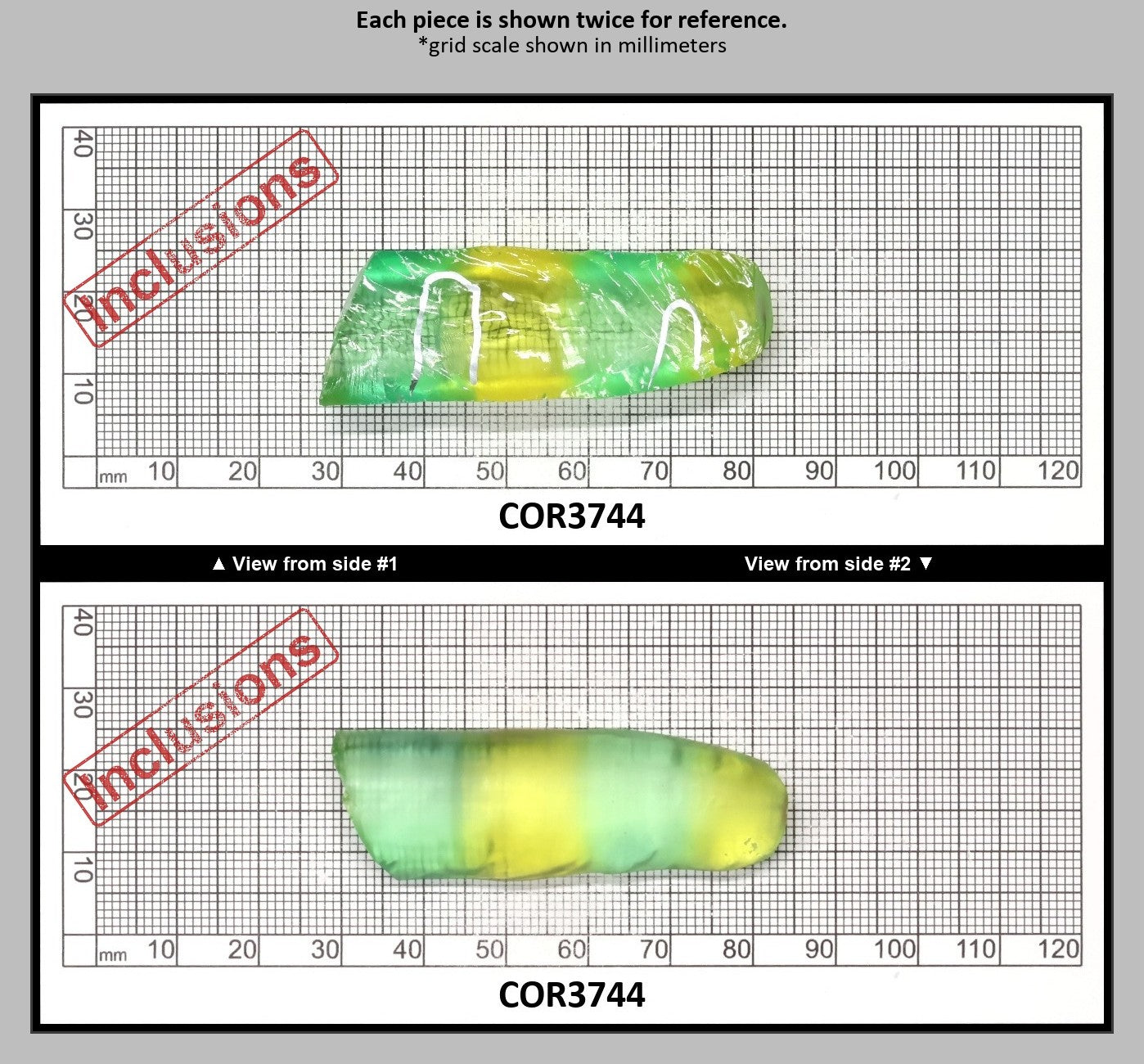 Yellow/Green Bi-Color Lab Created Corundum Sapphire Faceting Rough for Gem Cutting - Various Sizes - Split Boule : COR3744